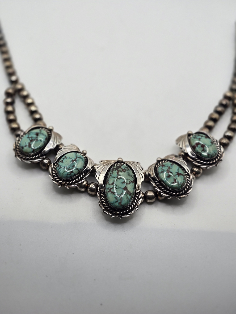 Vintage R. Williams Navajo Sterling Silver Turquoise Stone Parure - Picture 14 of 16